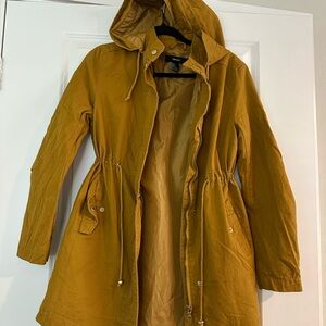 Forever 21 Mustard Hooded Anorak Trench Coat